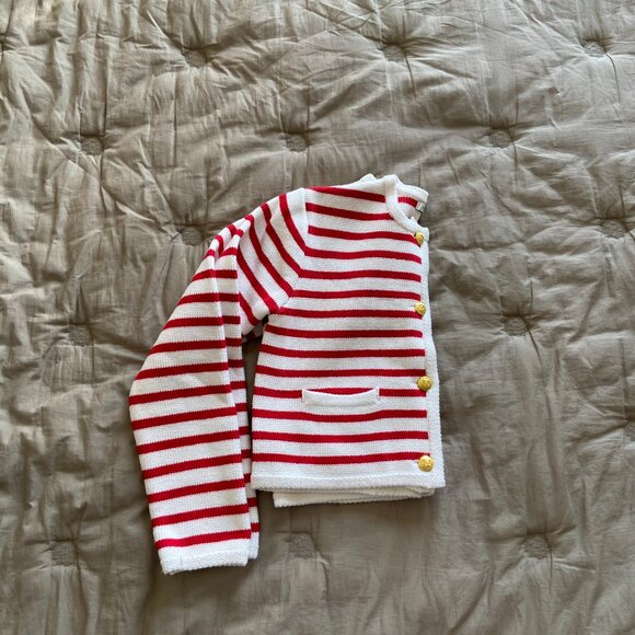 Red & White Striped Cardigan (XS) - Tuckenuck - Picture 2 of 3